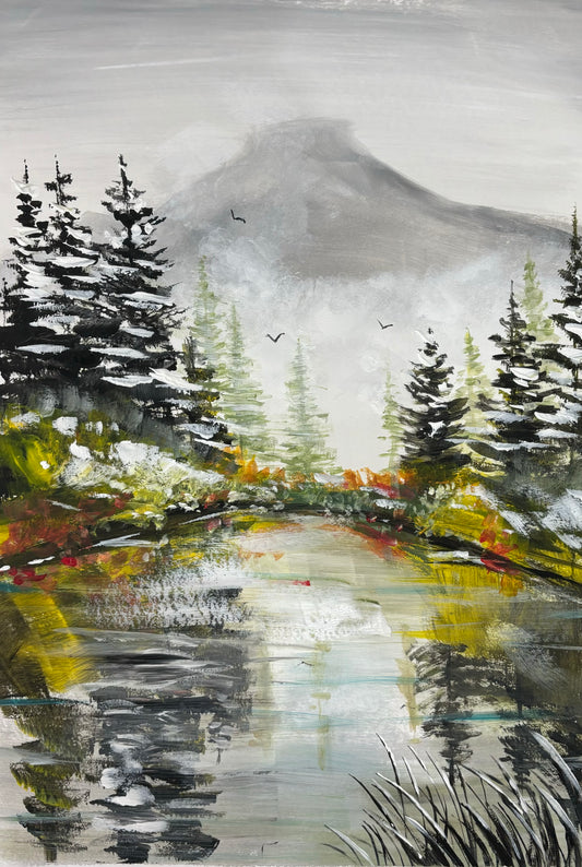 Snowy Mountains, Adult Paint Along, Heathcock Bakery, Cardiff- 13th Nov, 6.45pm