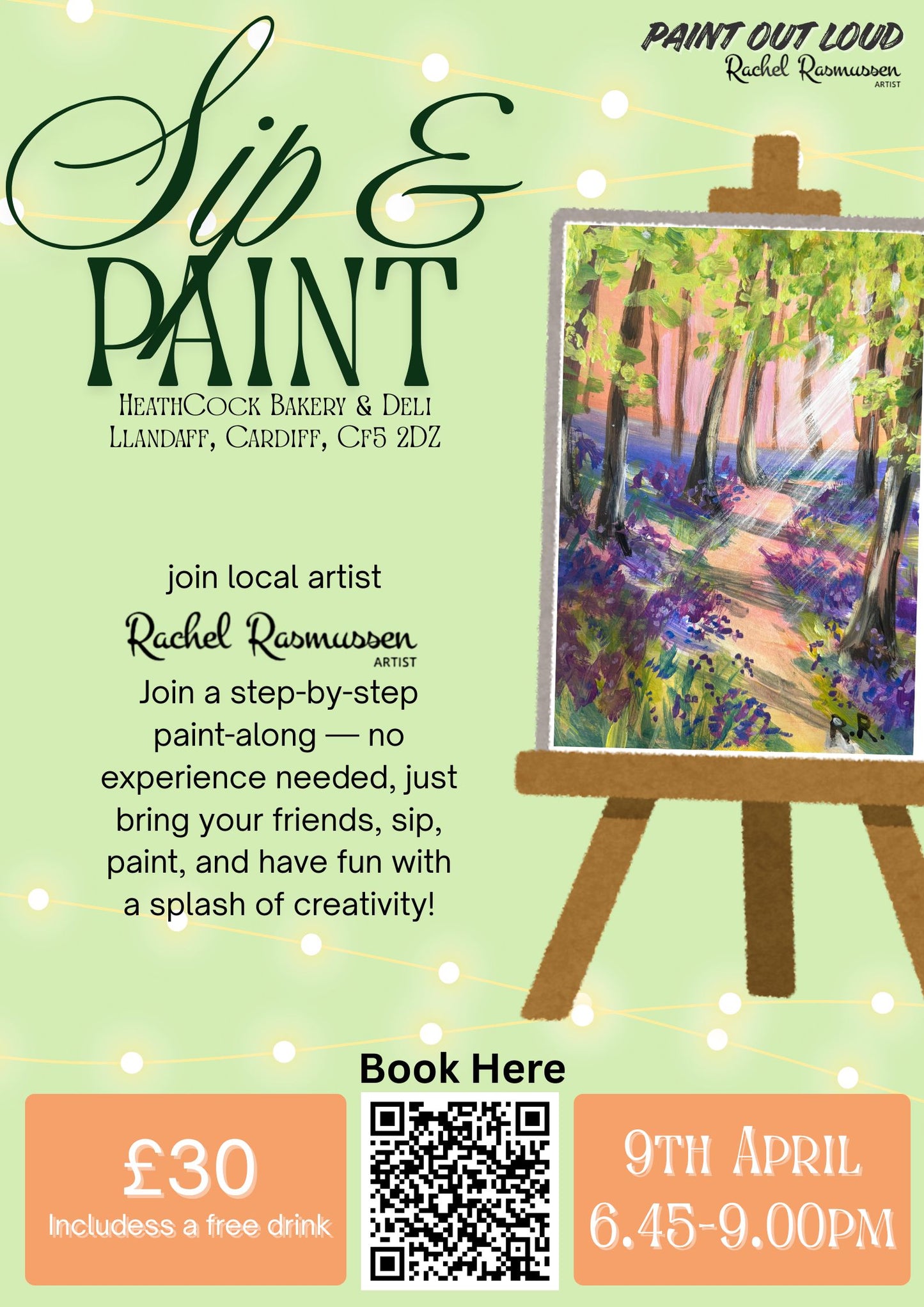 Rhiwbina Bluebells, Adult Paint Along, Heathcock Bakery, Cardiff- 9th April, 6.45pm