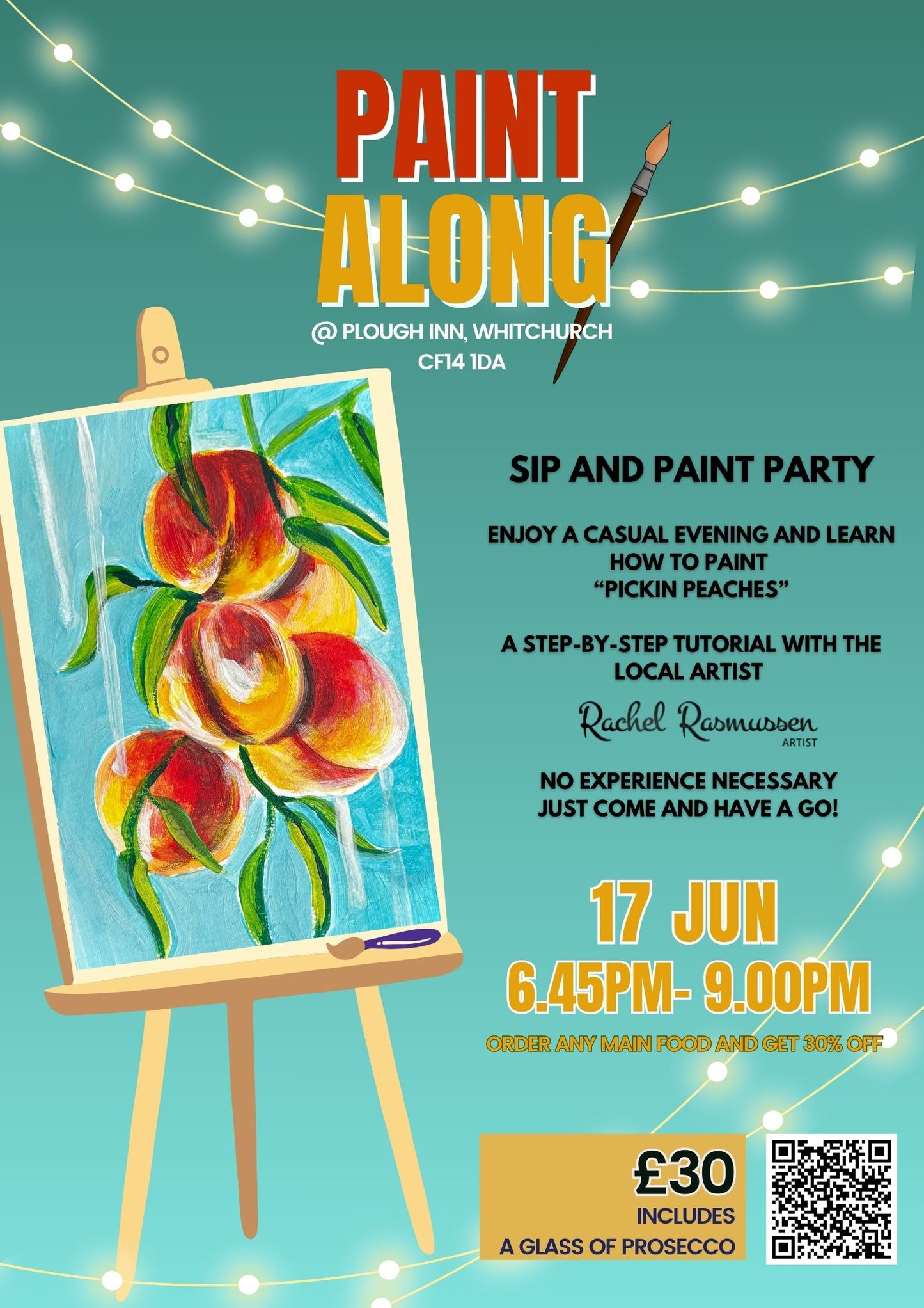 Picking peaches, Adult Paint Along, Plough, Cardiff- 17th June 2026, 6.45pm