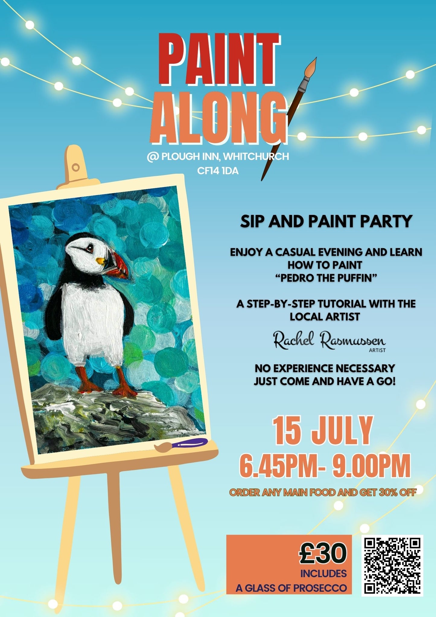 Pedro the Puffin, Adult Paint Along, Plough, Cardiff- 15th July 2026, 6.45pm