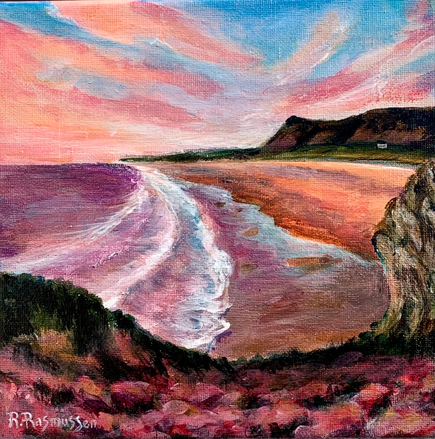 Llangennith beach, Heather cliffs - Original Painting