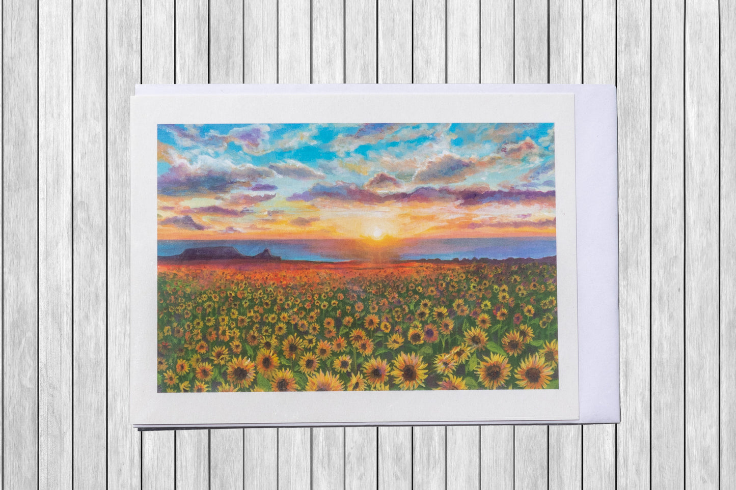 Rhossili Sunflowers Greetings Card