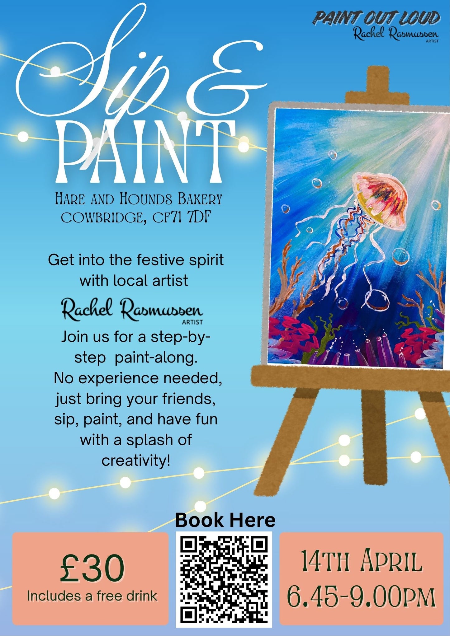 Jelly fish, Adult Paint Along, Hare and Hound, Cowbridge- 14th April, 6.45pm