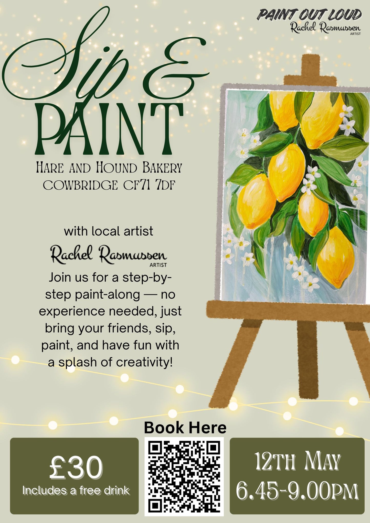 Luscious Lemons, Adult Paint Along, Hare and Hound, Cowbridge- 12th May, 6.45pm
