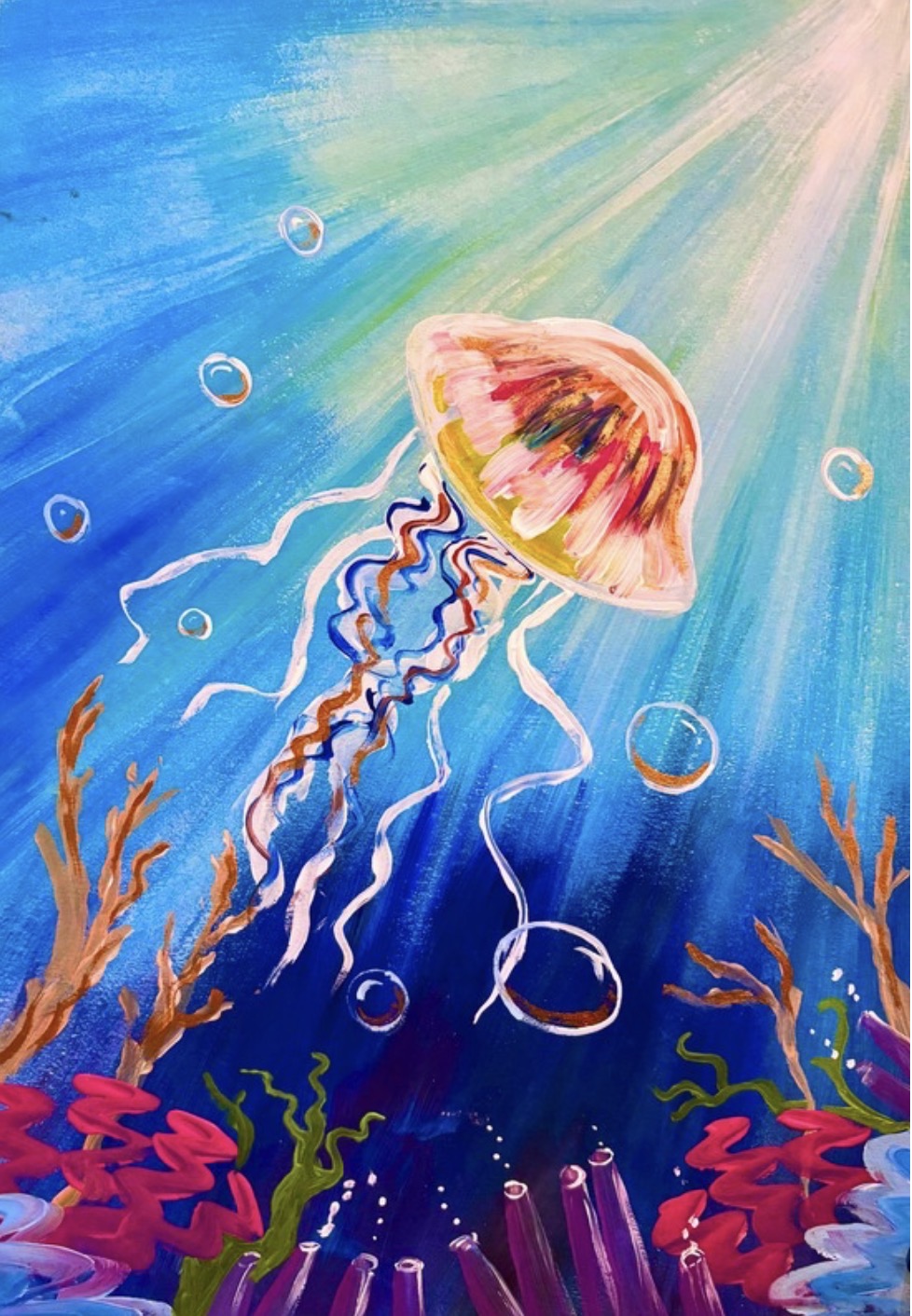 Jelly fish, Adult Paint Along, Hare and Hound, Cowbridge- 14th April, 6.45pm