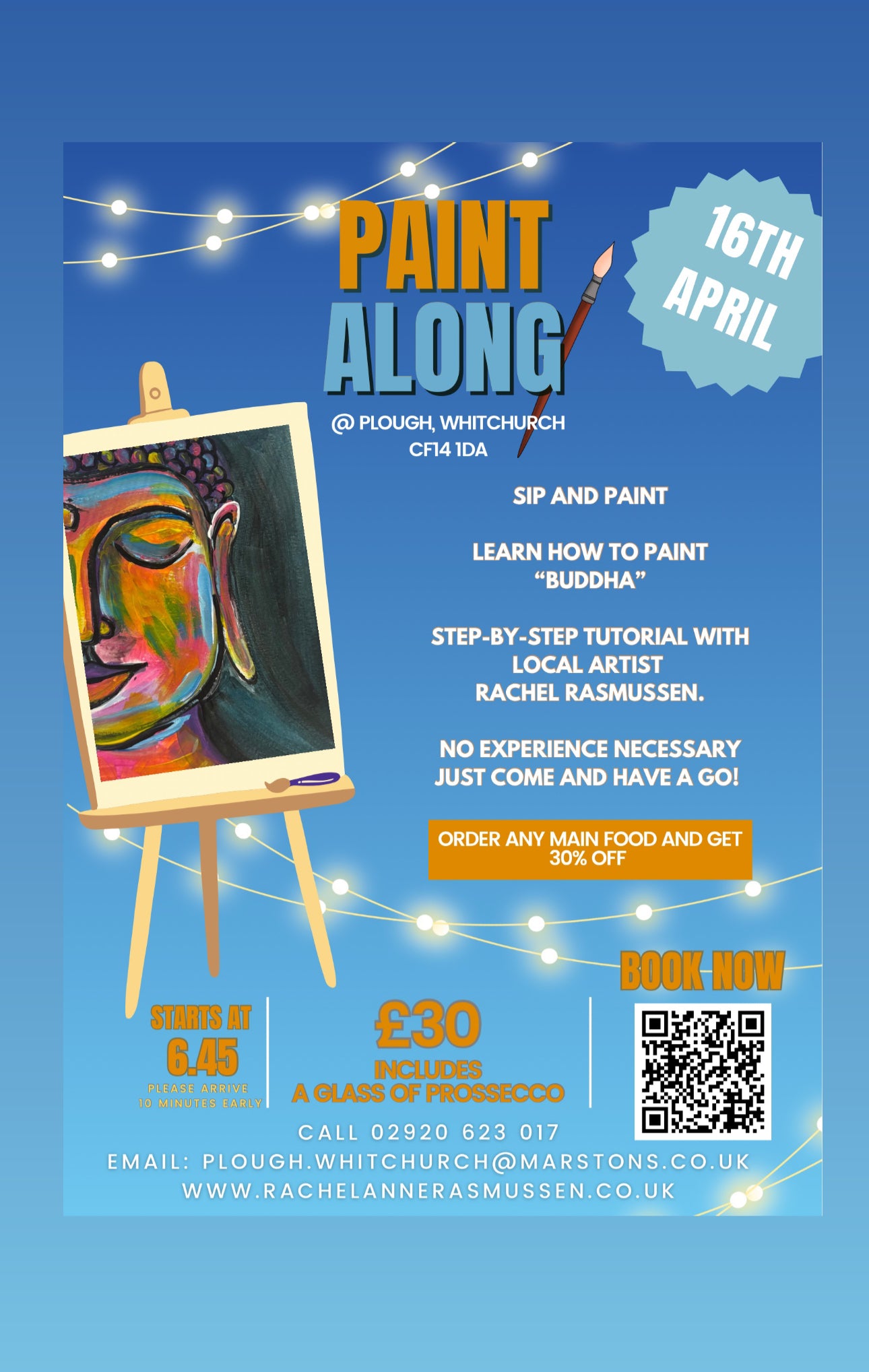 Buddha, Adult Paint Along, Plough, Cardiff- 16th April, 6.45pm