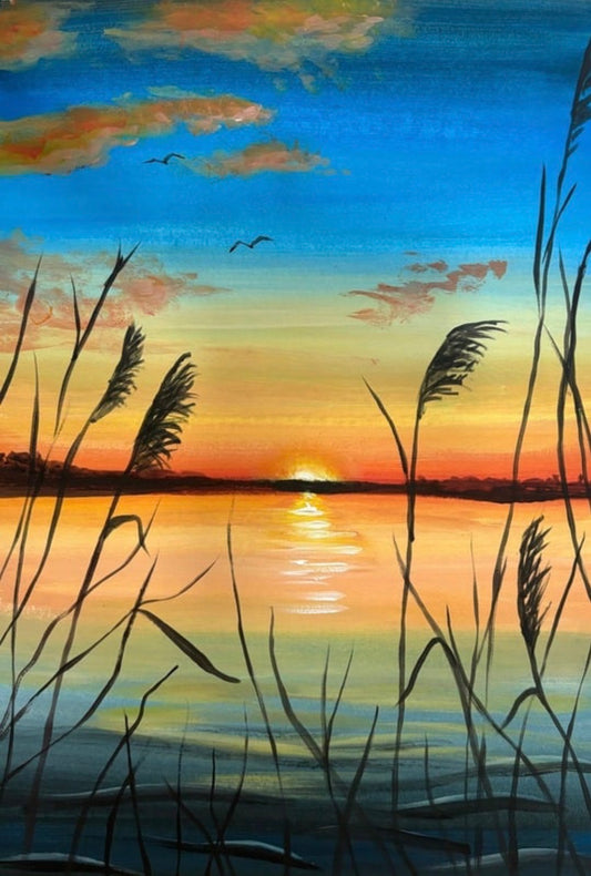 Sunset Reeds, Adult Paint Along, Hare and Hound, Cowbridge- 13th January, 6.45pm