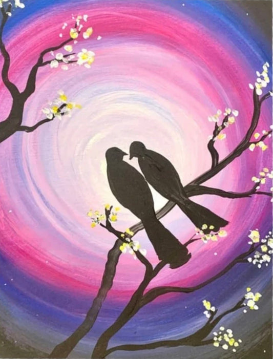 Love Birds, Adult Paint Along, Hare and Hound, Cowbridge- 10th February, 6.45pm
