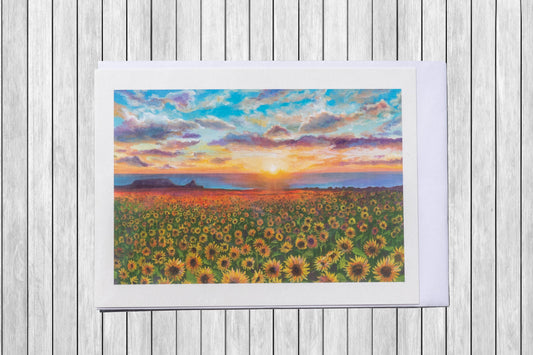 Rhossili Sunflowers Greetings Card