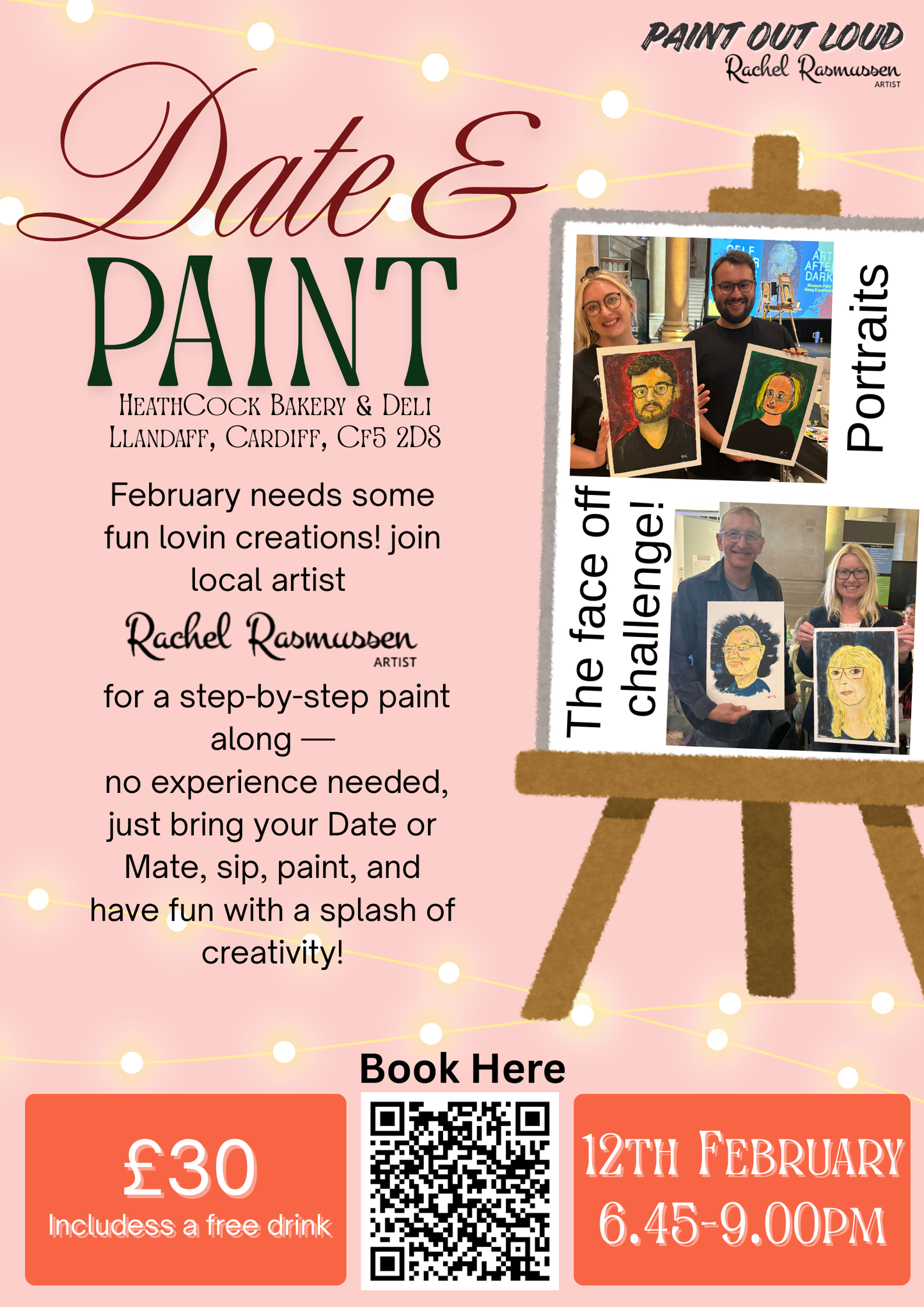 Fun Portraits, Adult Date and Paint, Heathcock Bakery, Cardiff- 13th Nov, 6.45pm (Copy) (Copy)